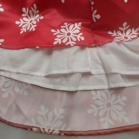Little Girls' Red/White Snow Flake Holiday Dress. - Picture 7 of 10